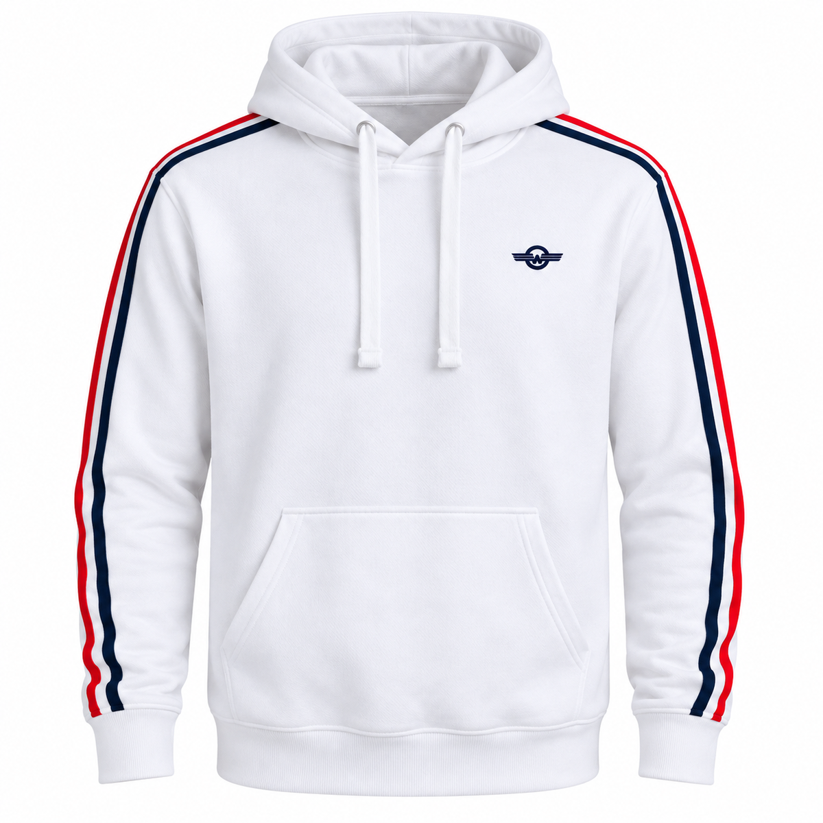Mens Striped White Hoodie