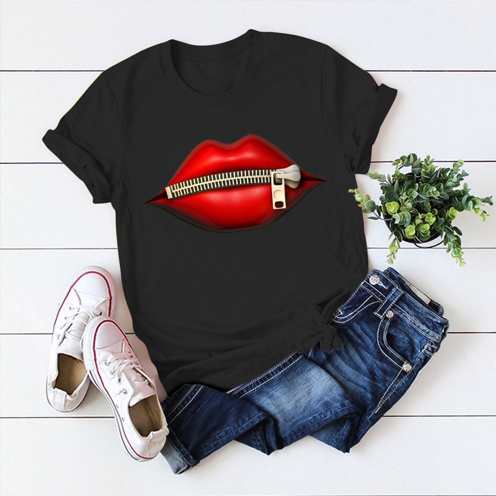 Fashion Women’s Casual Sequins Red Lip T-Shirt Short Sleeve T-Shirts 2020 Vintage Creativity zipper Lips T-Shirt,drop ship Fashion Women's Casual Sequins Red Lip T-Shirt Short Sleeve T-Shirts 2020 Vintage Creativity zipper Lips T-Shirt,drop ship